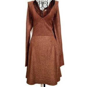 New!! $128 Free People Metallic Knit Sweater Dress XS